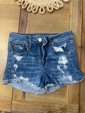 American Eagle Distressed Denim Shorts - Blue